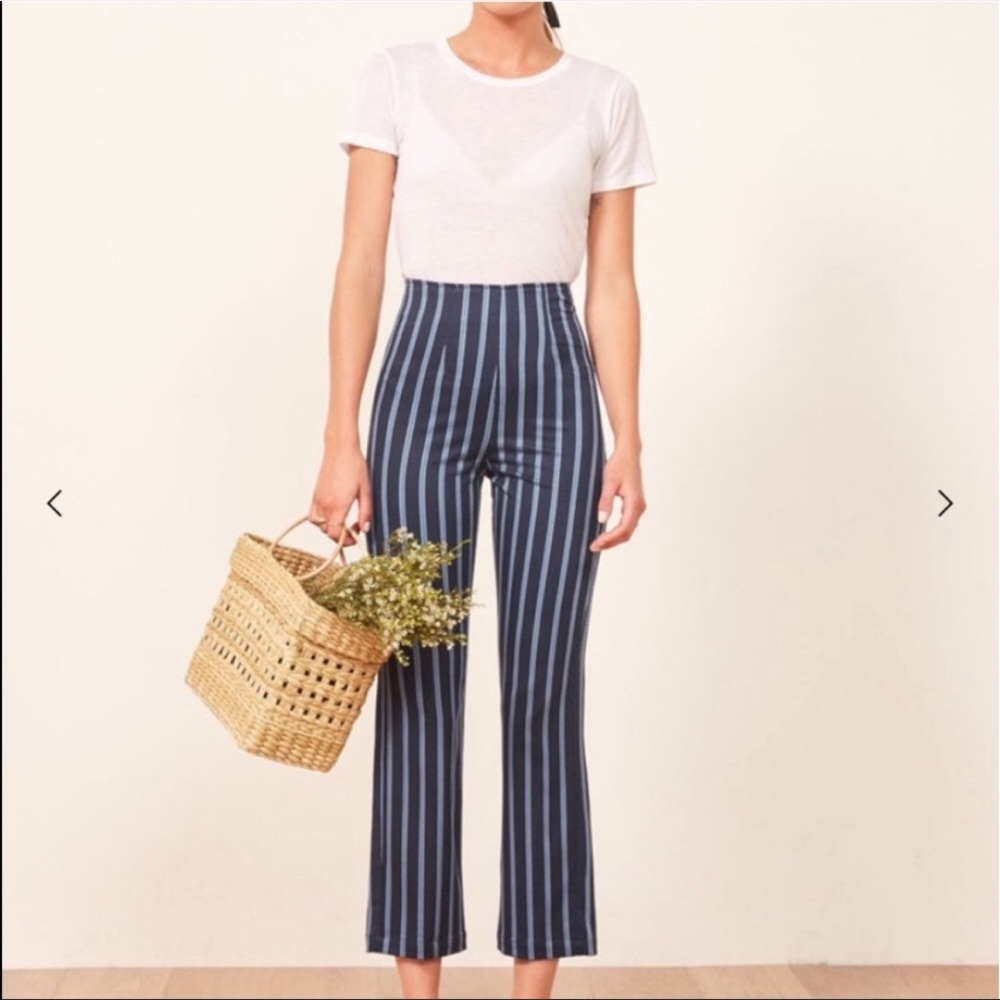 NWOT Reformation Marlon Pants - Blue Stripes